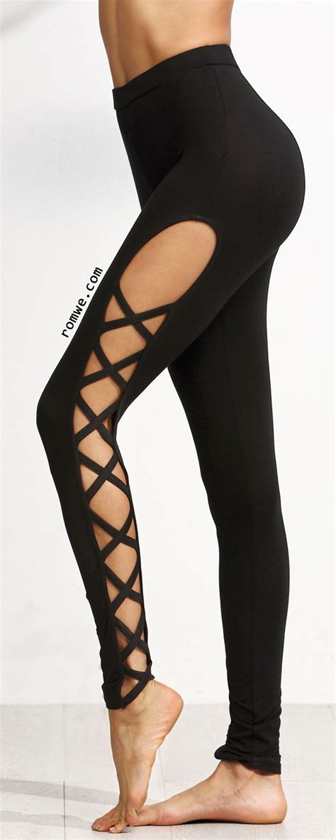 black cutout lattice detail high waist leggings leggings are not