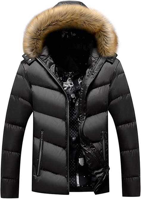 men s winter puffer jacket thicken parka jacket faux fur outerwear warm