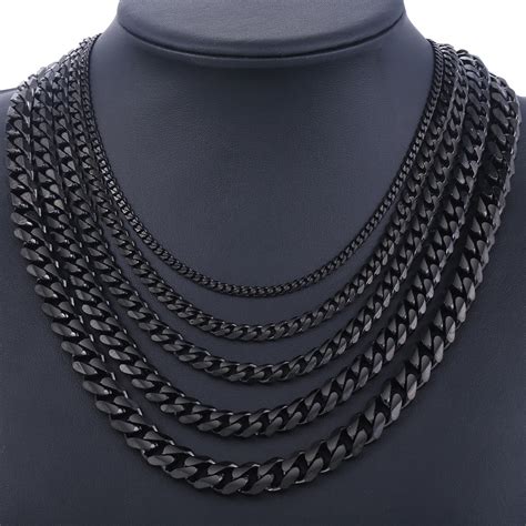 stainless steel chains necklace for men black silver gold mens necklace