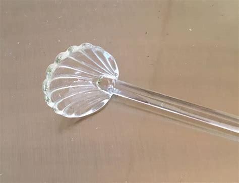 small shell shaped glass spoon glass ladle spoon  salt jellies  jams vintage glass