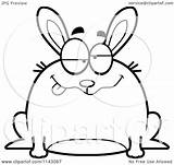 Chubby Rabbit Drunk Cartoon Clipart Mad Bored Outlined Coloring Vector Cory Thoman Royalty Clipartof sketch template