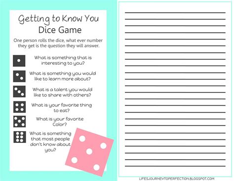 getting to know you dice game printable get to know you activities getting to know you
