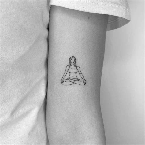 fine  yoga lotus pose tattoo