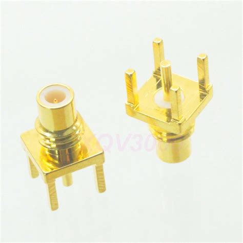 pcs connector smc male plug pin solder pcb mount straight rf coaxial