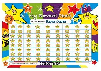 kids printable star reward chart  guro mom tpt
