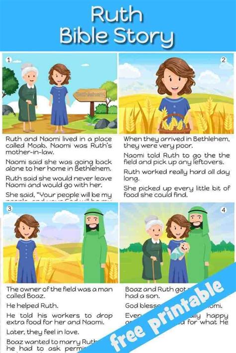 printable ruth bible story  kids great  review