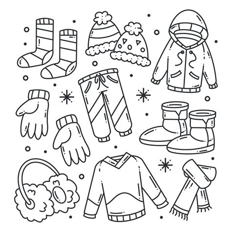 ropa de invierno dibujada  mano  colorear  vector en vecteezy