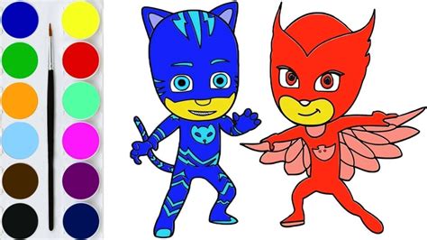 draw pj masks coloring pages drawing  kids learn