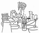 Dishes Coloring Getcolorings Washing sketch template