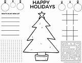 Christmas Printable Coloring Pages Placemats Pdf Cute Activity Sheets Tree Easy sketch template