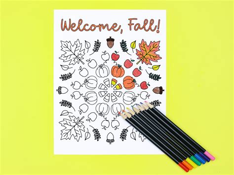 fall coloring page printable printables mad  crafts