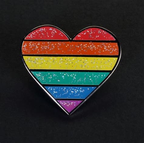 lgbt rainbow pride flag hard enamel glittered heart pins