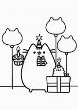 Pusheen Coloring Pages Tulamama Birthday Easy Print sketch template