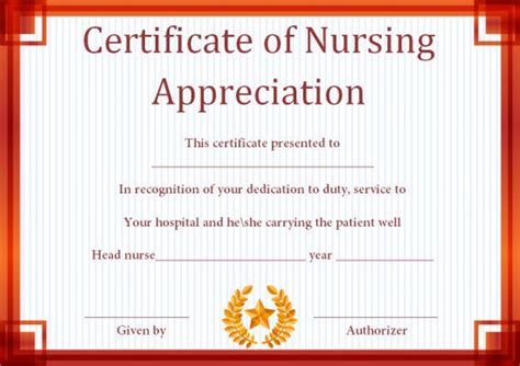 customize  nursing certificate  appreciation templates