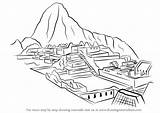 Machu Picchu Draw Drawing Step Wonders Drawings Easy Drawingtutorials101 Line Tutorials Tutorial sketch template