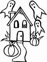 Haunted House Coloring Pages Halloween sketch template