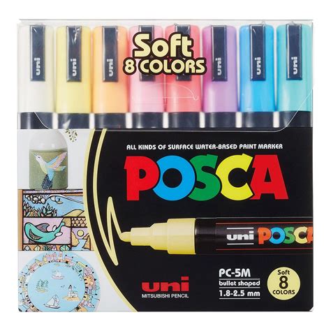 uni posca markers pc   set soft colors unfadecom