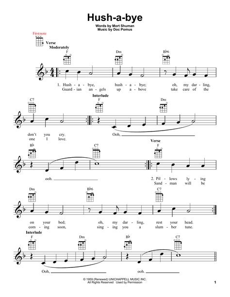 hush a bye sheet music direct