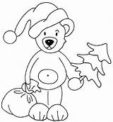 Coloring Bear Christmas Pages Printables sketch template