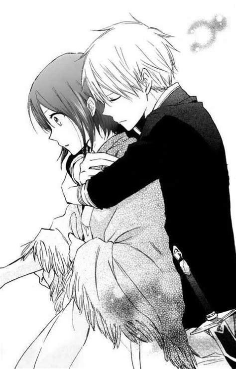 anime anime couple black and white couple girl hug love manga… di 2019 pasangan