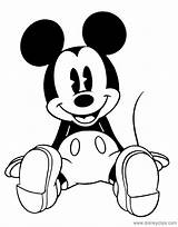 Mickey Coloring Classic Mouse Pages Sitting Down Disney sketch template