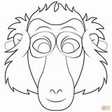 Baboon Mask Coloring Pages Printable Drawing sketch template