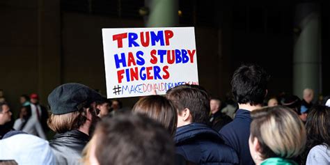donald trump protest signs  target  stubby fingers   huffpost uk
