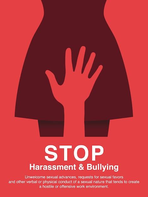 Sexual Harassment And Workplace Bullying Concept Poster Vector