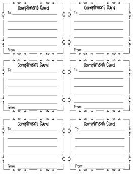 printable compliment cards  students tutoreorg master  documents