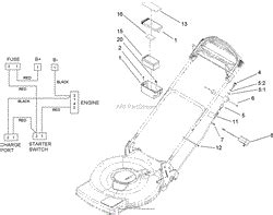 toro   recycler lawnmower  sn   parts diagram  recoil