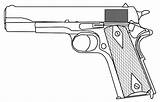 M1911 1911 Drawing Drawings Gun Pencil Handgun Template Epic Story Coloring 45 Sketch Wikia Frank Pages 9mm sketch template