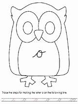 Coloring Owl Pages Script Owls Lower Letter Case sketch template