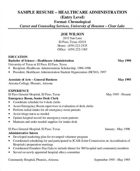 healthcare administration resume samples  template