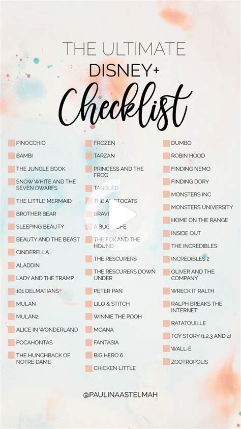 ultimate disney checklist disney movies   disney movies list    list