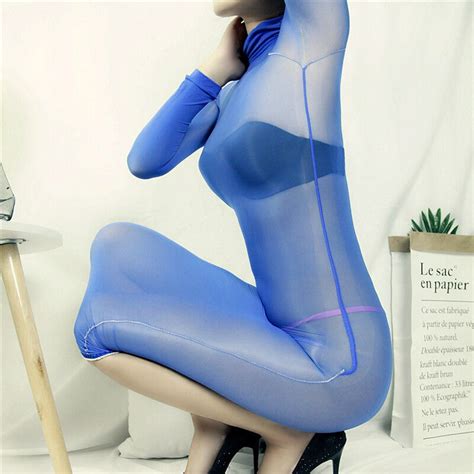 women glossy oil shiny bodystocking see through sheer bodysuit tights