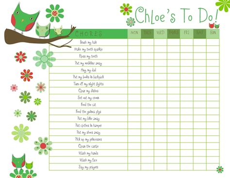 printable charts  kids printable  templates