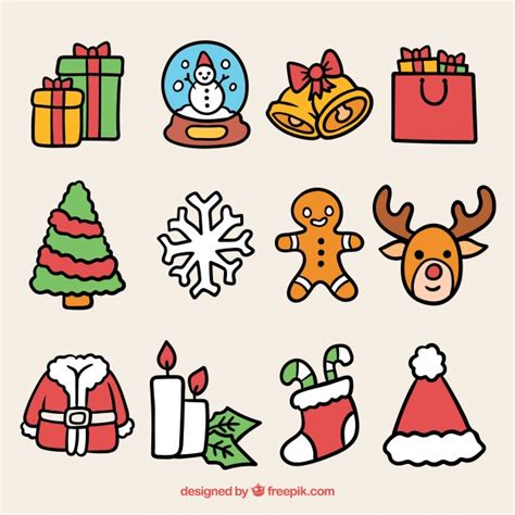 vector christmas pack  lovely elements christmas doodles