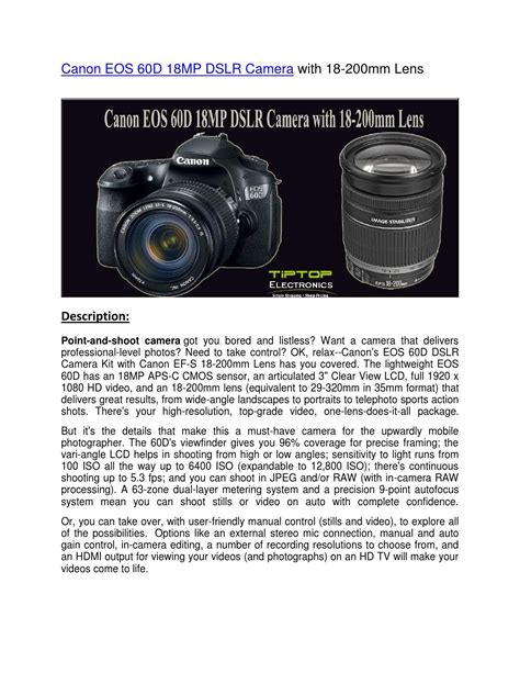 canon eos  mp dslr camera  tiptop electronics issuu