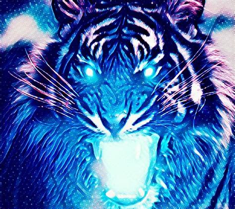tiger blue black white blackandwhite love cool neon lig