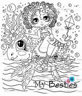 Coloring Bestie Sherri Digi Baldy Stamp Instant Doll Summer Fun sketch template
