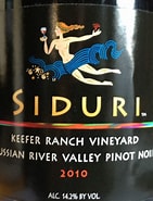 Image result for Siduri Pinot Noir Keefer Ranch. Size: 141 x 185. Source: www.cellartracker.com