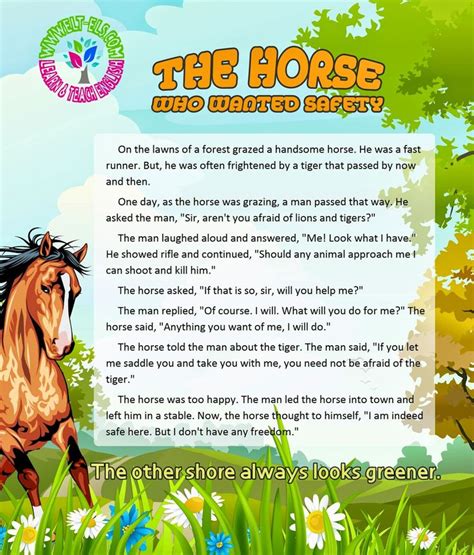 reading moral stories  horse  wanted safety english stories