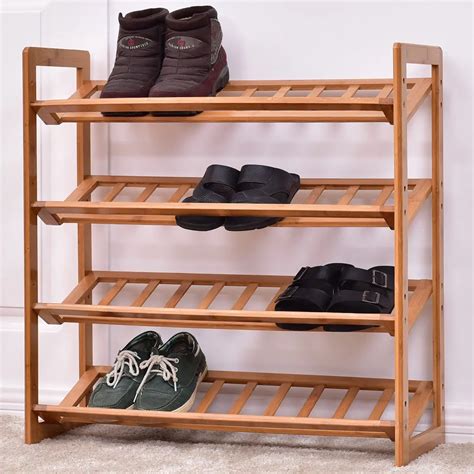 giantex  tier bamboo shoe rack modern entryway shoe shelf holder storage organizer portable