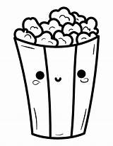 Popcorn Kawaii Museprintables Colored Colouring Clipart sketch template