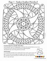 Pinwheel Turkey Feather Thanksgiving Paper Crafts Kids Coloring sketch template