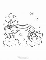 Unicorn Kitty Caticorn Print sketch template