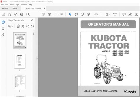 kubota lll lll ll tractor operators manual