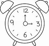 Clock Alarm Line Clip Clipart Coloring Sweetclipart sketch template