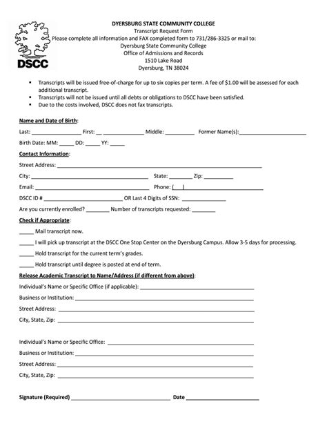 Dscc Transcript Request Form Fill Out And Sign Printable Pdf Template