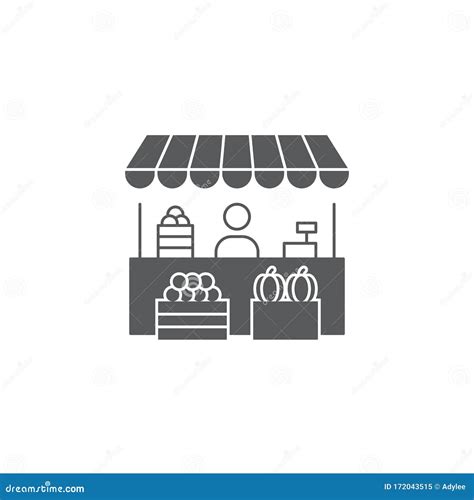 farmers market stall vector icon symbol isolated  white background stock vector illustration